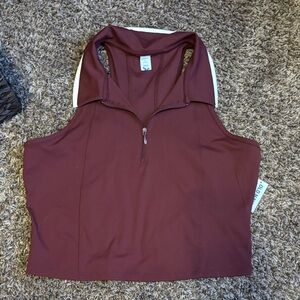 Women's Burgundy Sleeveless Crop Top
